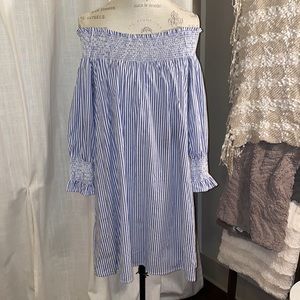 Off the shoulder pin stripe dress. Size M